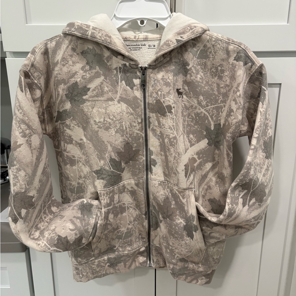 abercrombie kids Beige and Light Gray Camo Zip Hoodie